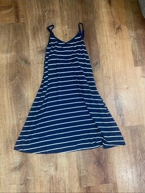 Mossimo Supply Co. Navy & White Striped A-Line Spaghetti Strap Dress